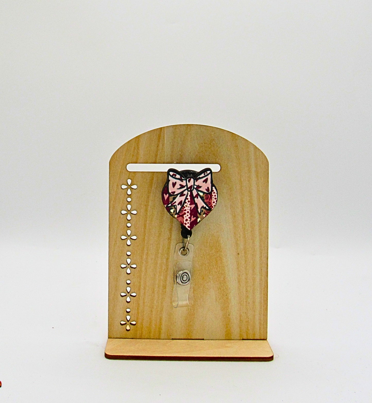 MDF-Heart with Bow Shaped Sublimated Badge Reel
