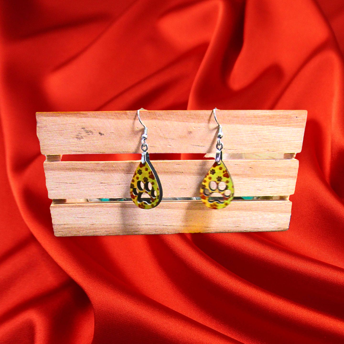 Pawprint Teardrop  Shaped Sublimated Earring