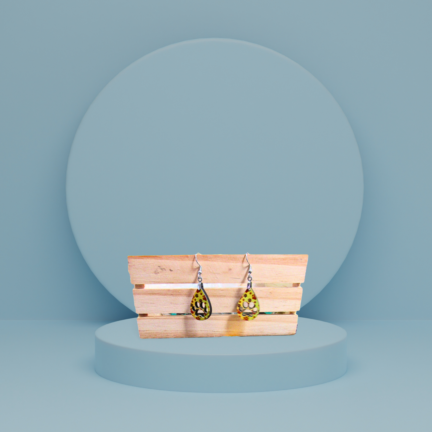 Pawprint Teardrop  Shaped Sublimated Earring