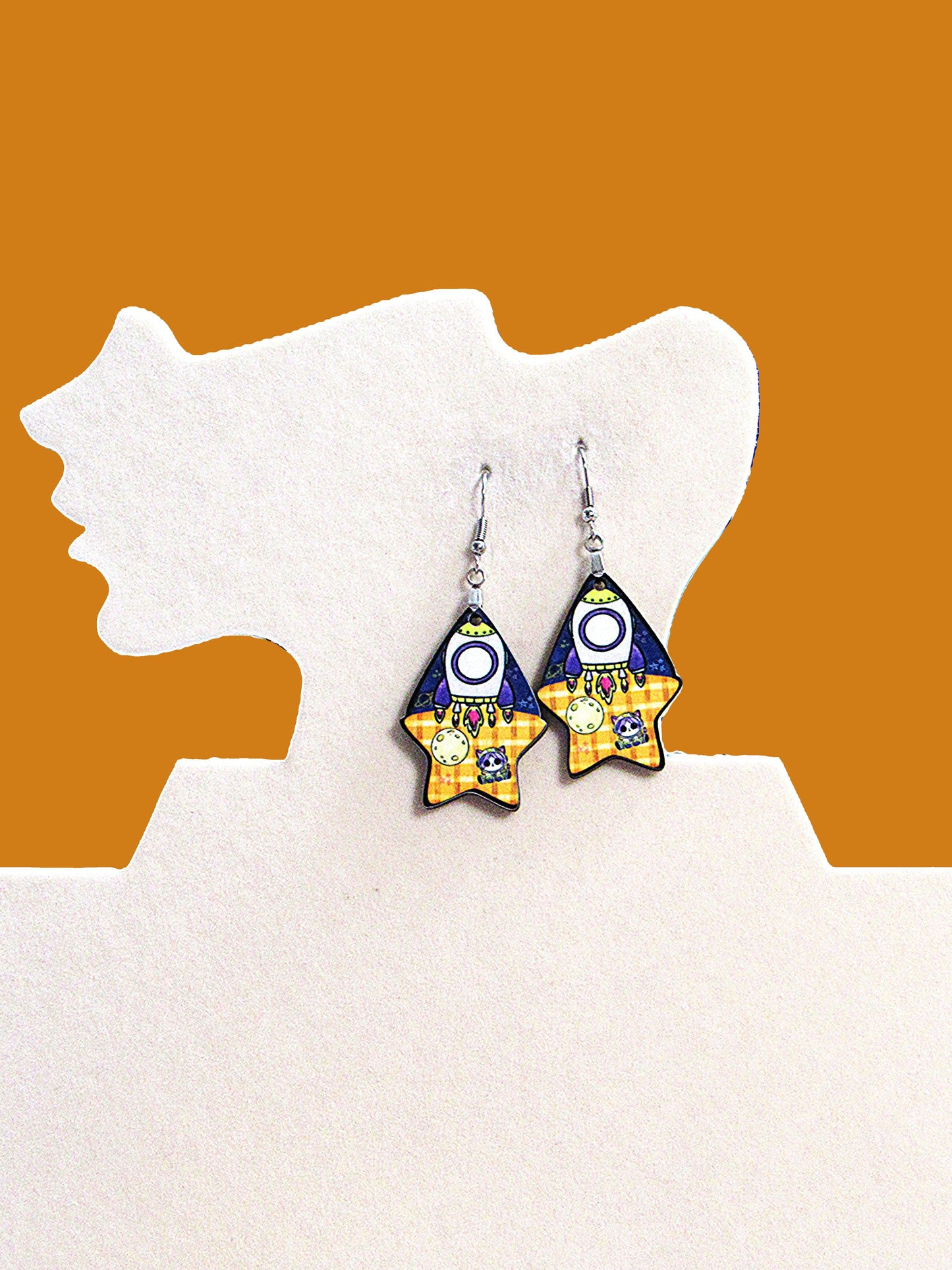 Teardrop Star Shaped Sublimated Earrings