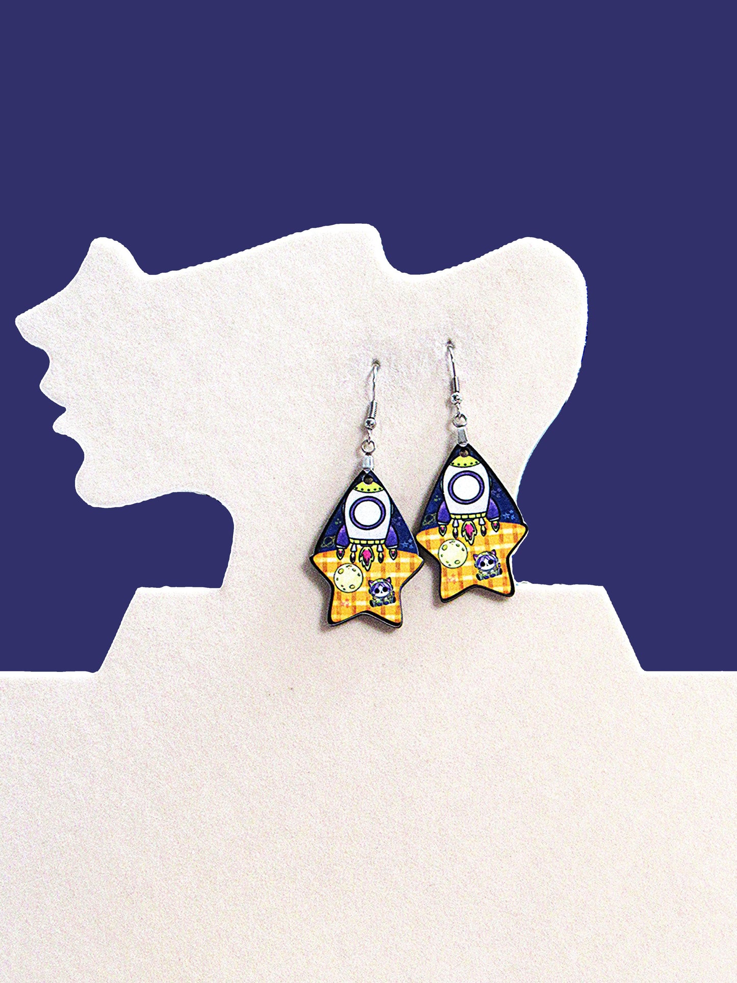 Teardrop Star Shaped Sublimated Earrings