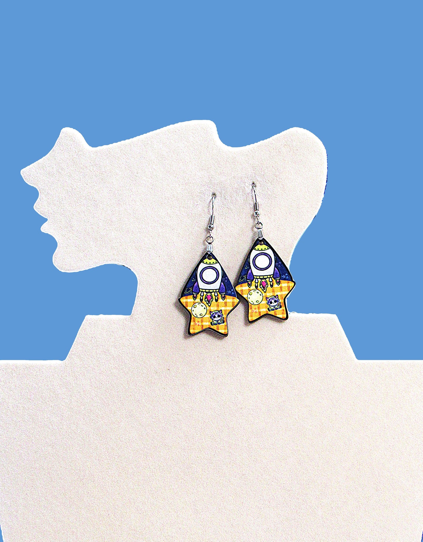 Teardrop Star Shaped Sublimated Earrings