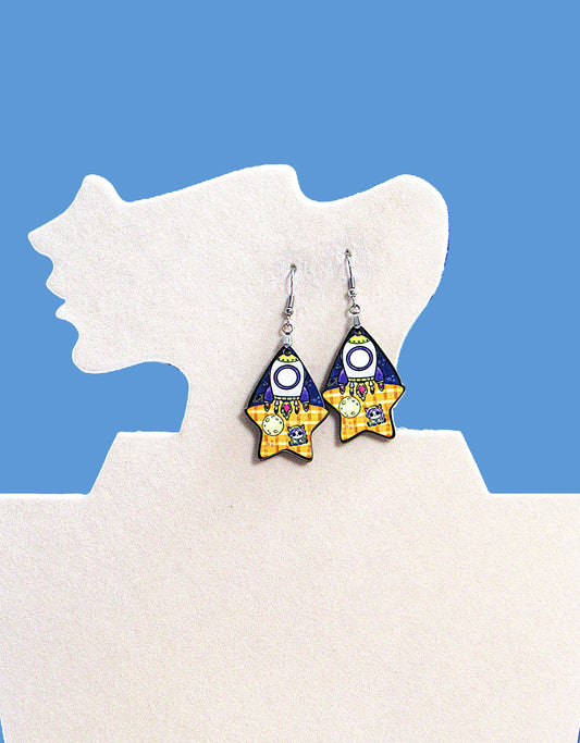 Teardrop Star Shaped Sublimated Earrings