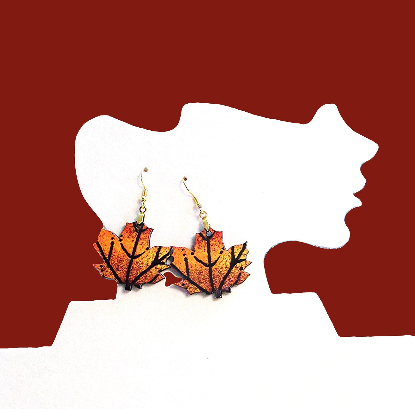 Maple Leaf Shaped Sublimated Earring 1.5 inch