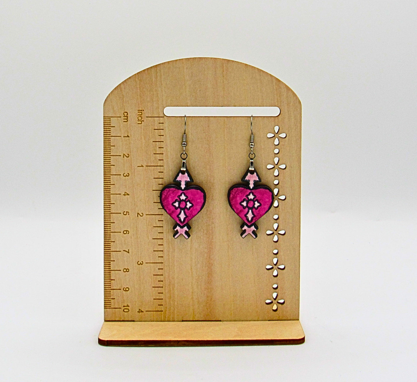MDF-Heart Arrow Shaped Sublimated Earrings 1.5 inch