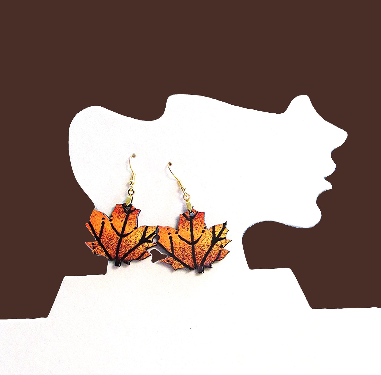 Maple Leaf Shaped Sublimated Earring 1.5 inch
