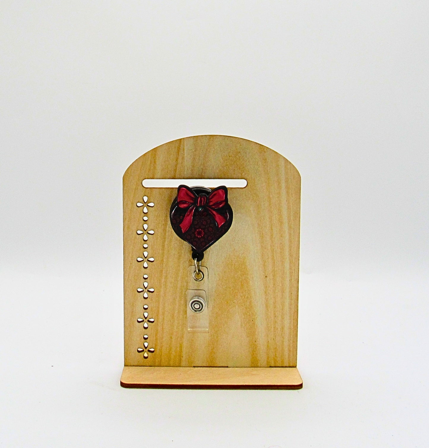 MDF-Heart with Bow Shaped Sublimated Badge Reel