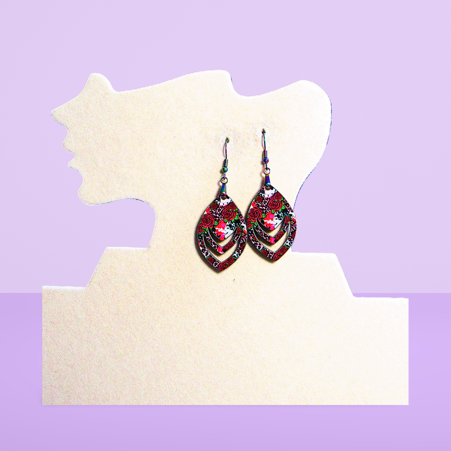 Open Teardrop Shaped Sublimated Earrings 1.5 inch