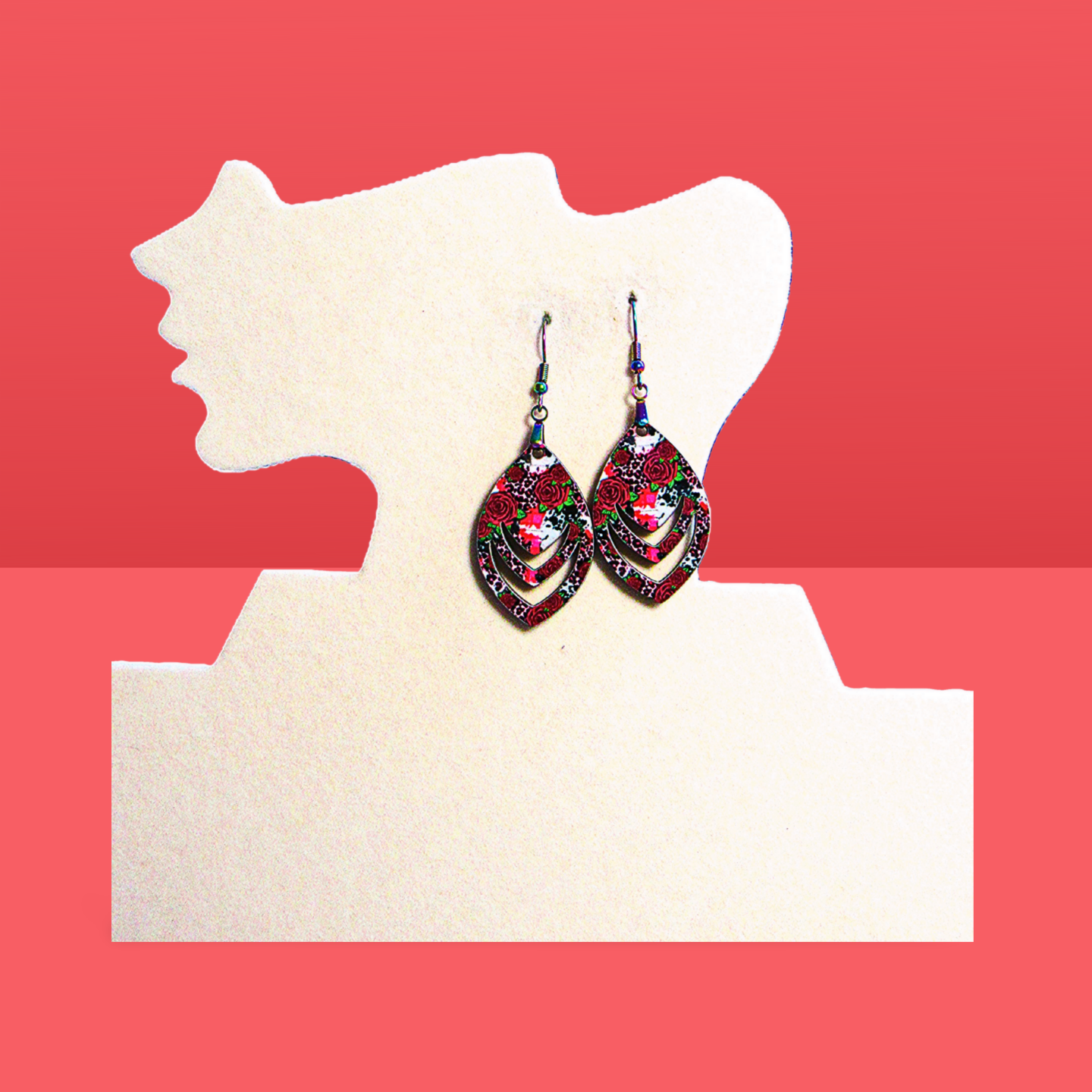 Open Teardrop Shaped Sublimated Earrings 1.5 inch