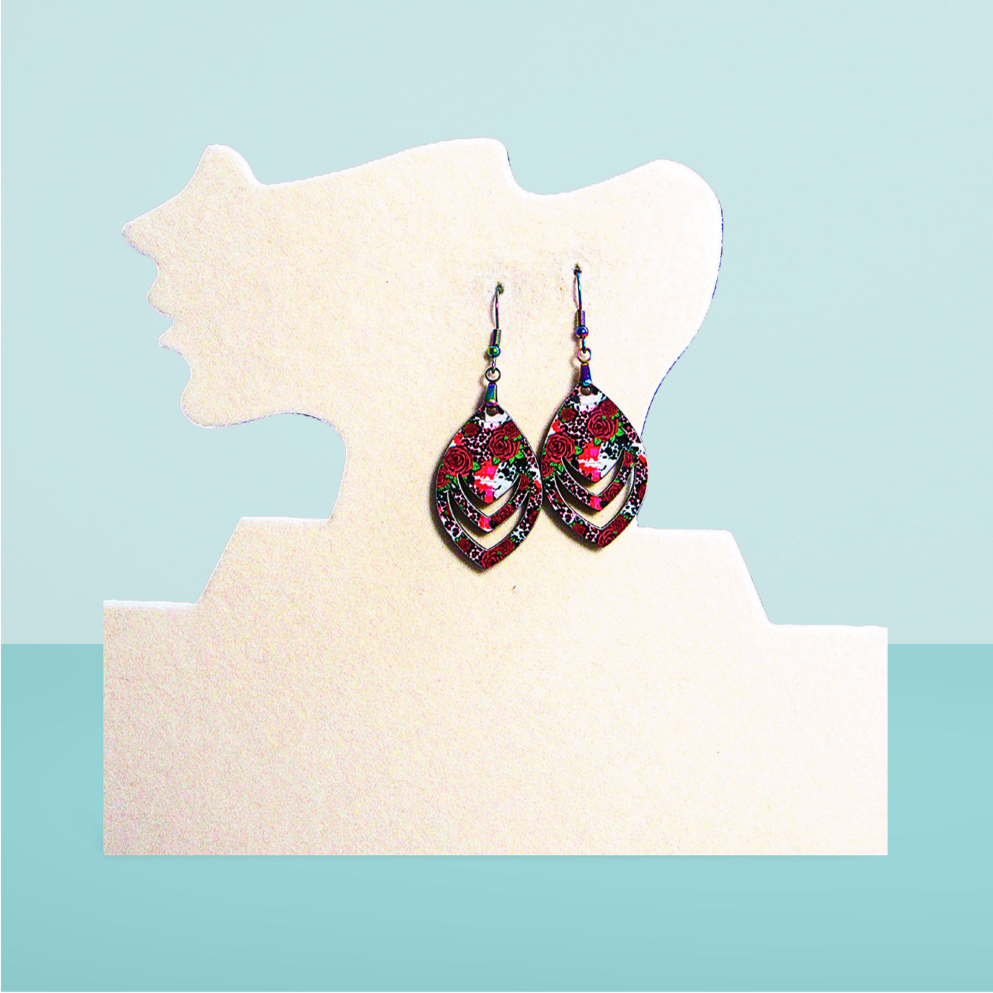 Open Teardrop Shaped Sublimated Earrings 1.5 inch