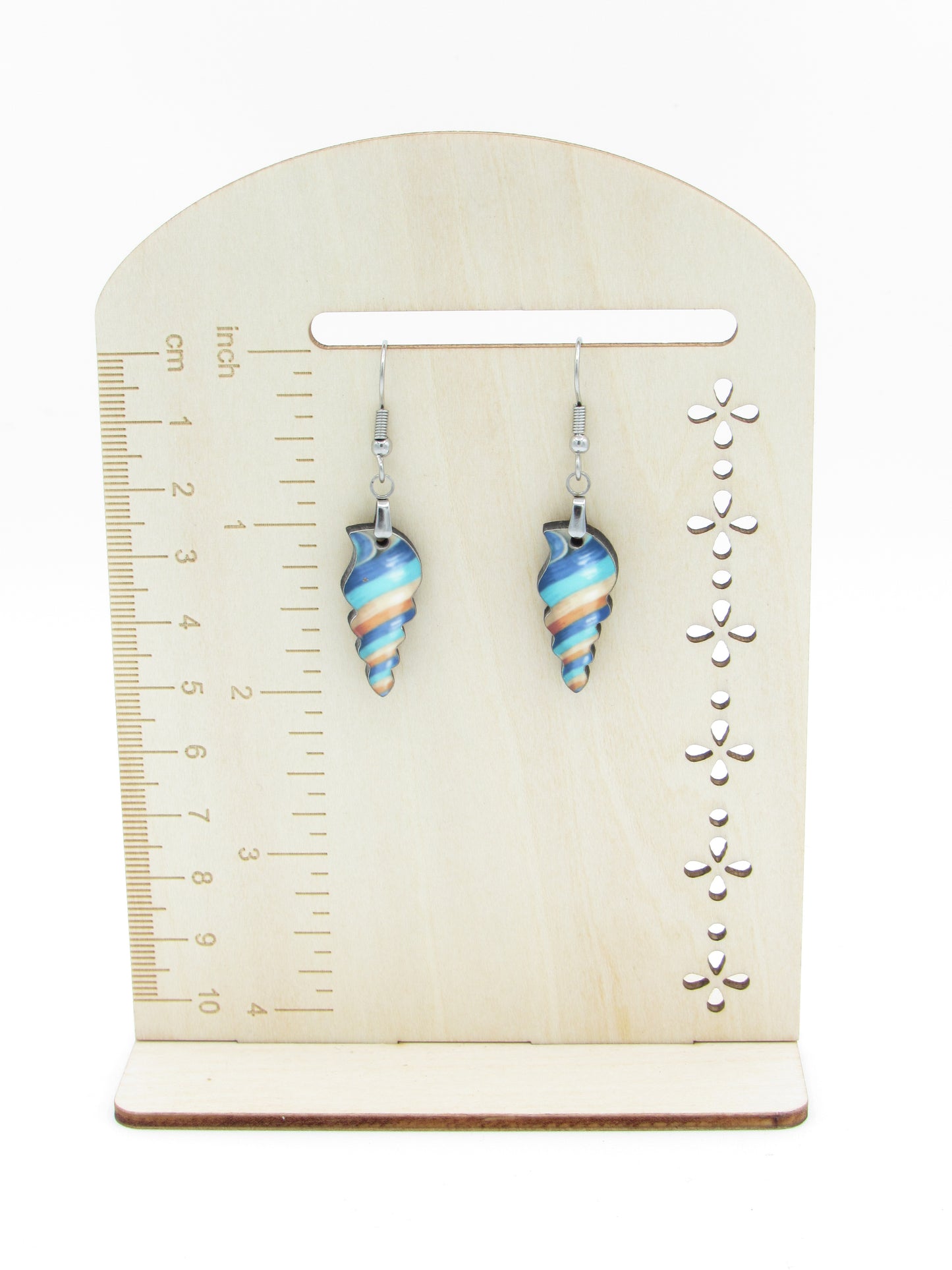 Sea Shell Sublimation Earrings | Lightweight MDF Dangle Earrings | Stainless Steel Hypoallergenic Coastal Jewelry
