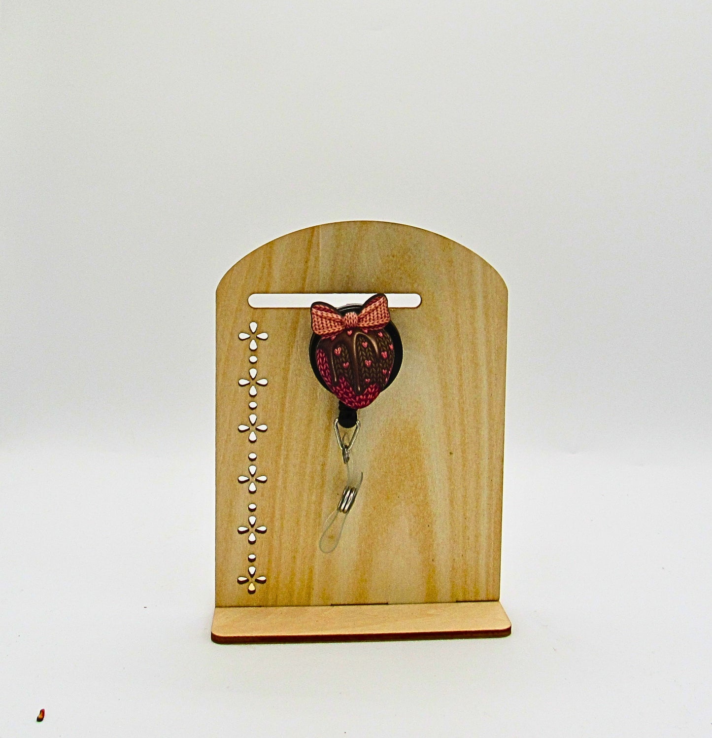 MDF-Heart with Bow Shaped Sublimated Badge Reel