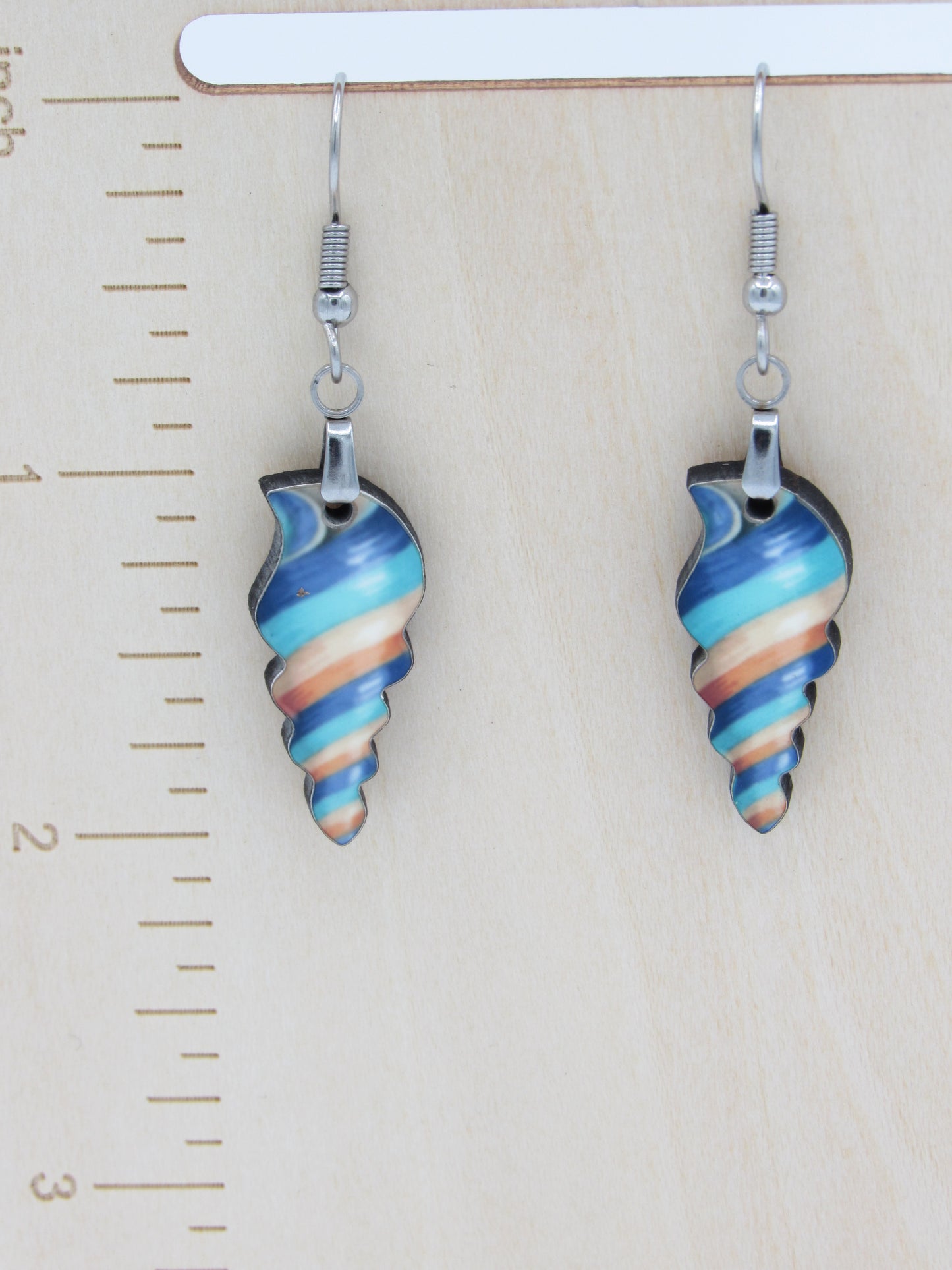 Sea Shell Sublimation Earrings | Lightweight MDF Dangle Earrings | Stainless Steel Hypoallergenic Coastal Jewelry