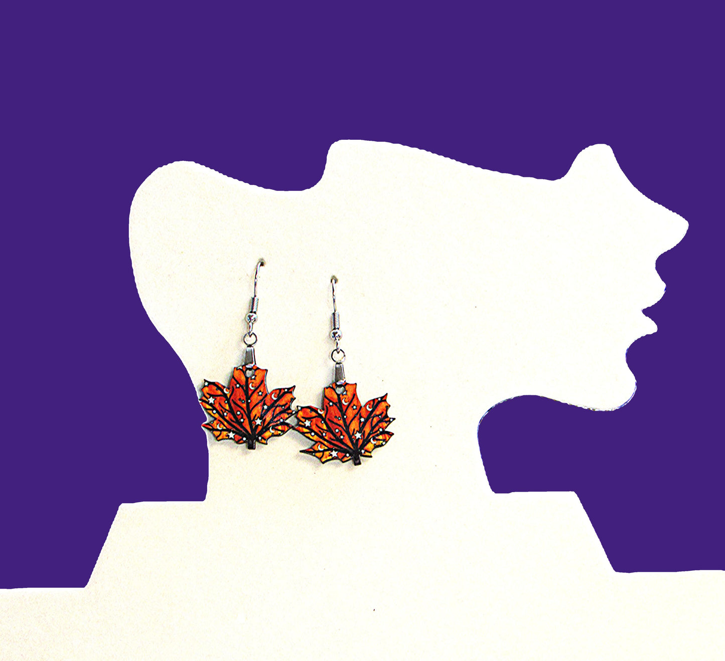 Maple Leaf Shaped Sublimated Earrings 1 inch