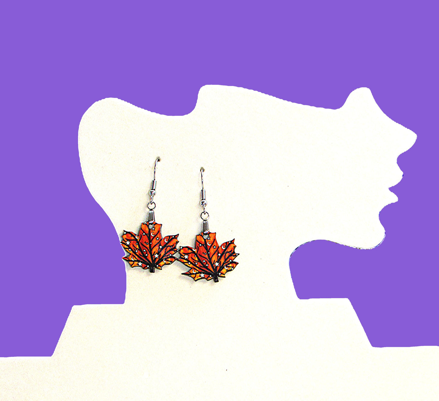 Maple Leaf Shaped Sublimated Earrings 1 inch