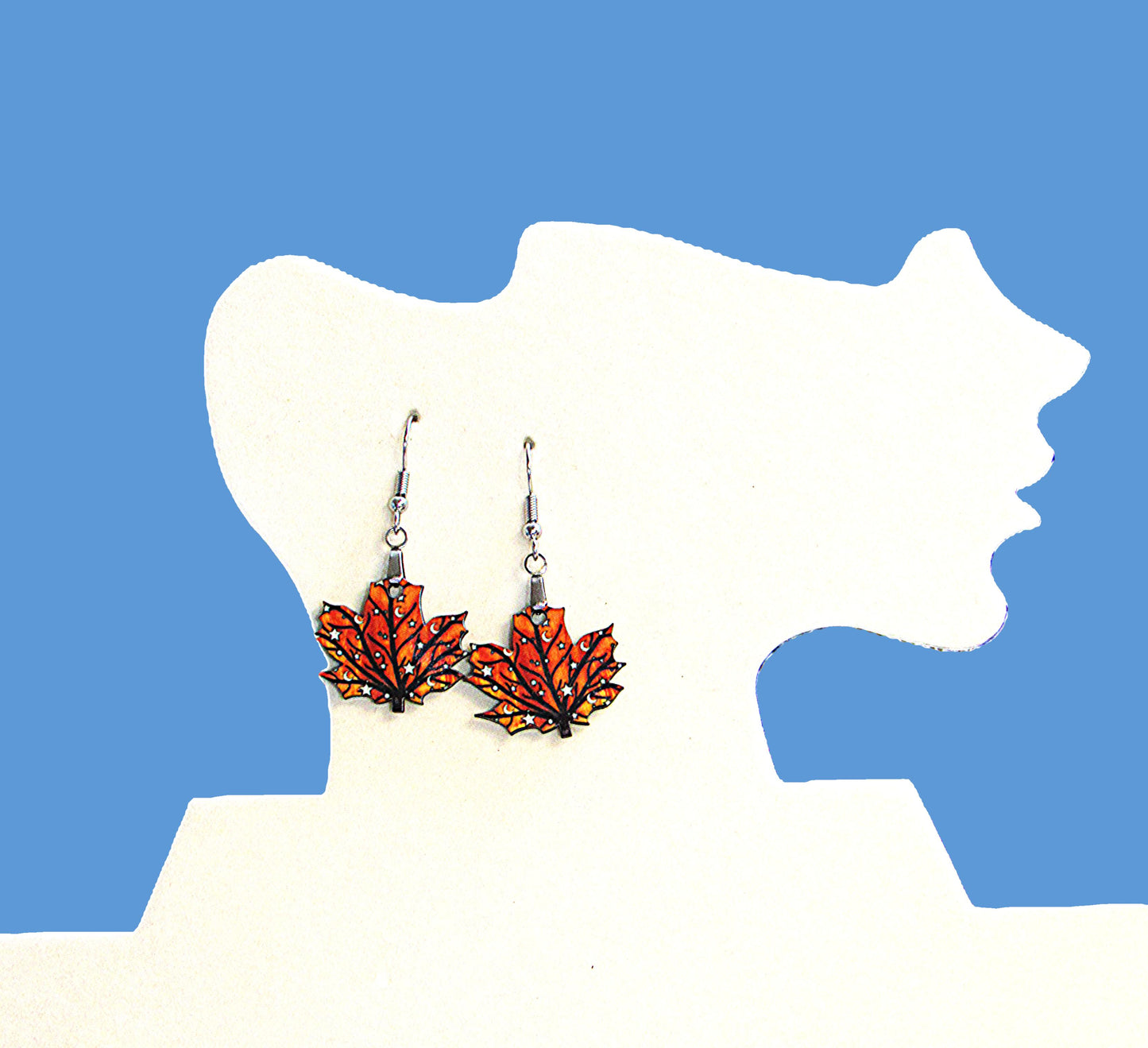 Maple Leaf Shaped Sublimated Earrings 1 inch
