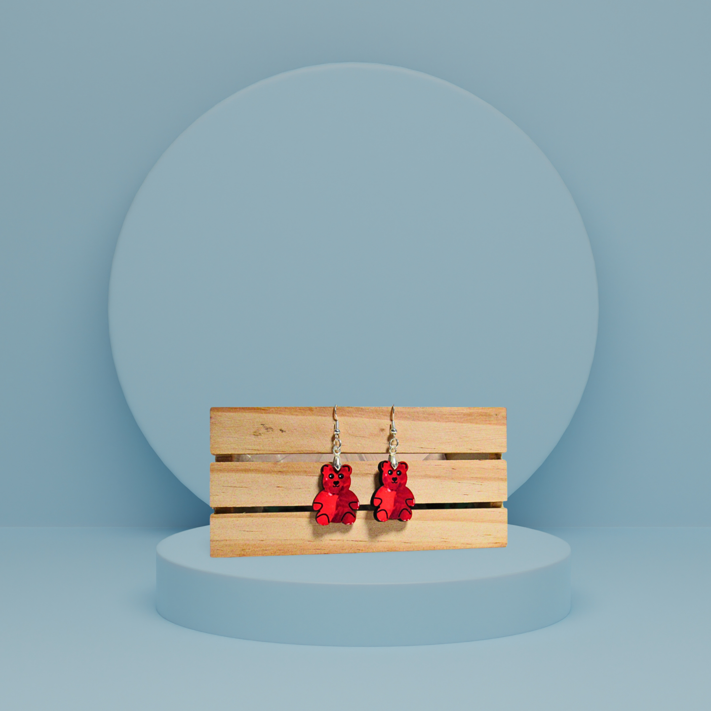 Teddy Bear Shaped Sublimated Earring 1 inch