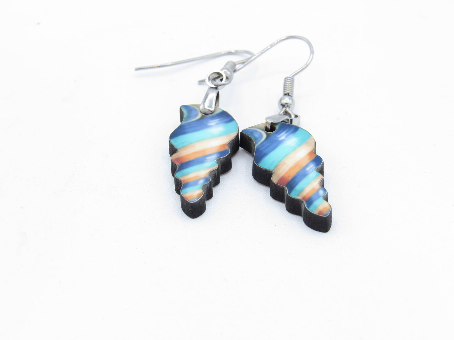 Sea Shell Sublimation Earrings | Lightweight MDF Dangle Earrings | Stainless Steel Hypoallergenic Coastal Jewelry