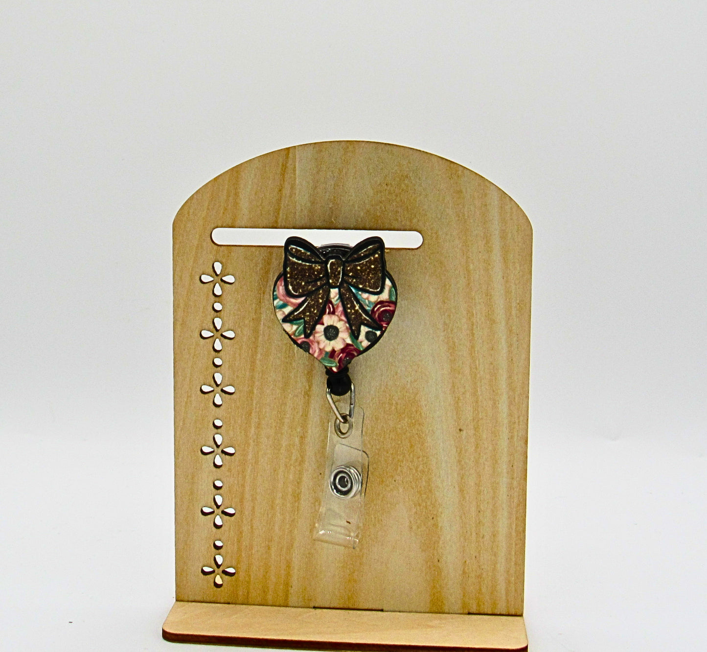 MDF-Heart with Bow Shaped Sublimated Badge Reel