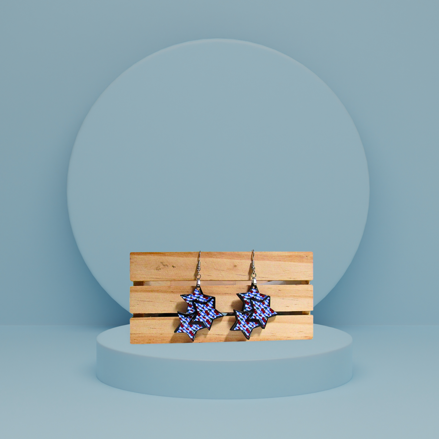 MDF-Triple Star Shaped Sublimated Earrings 1.5 in.
