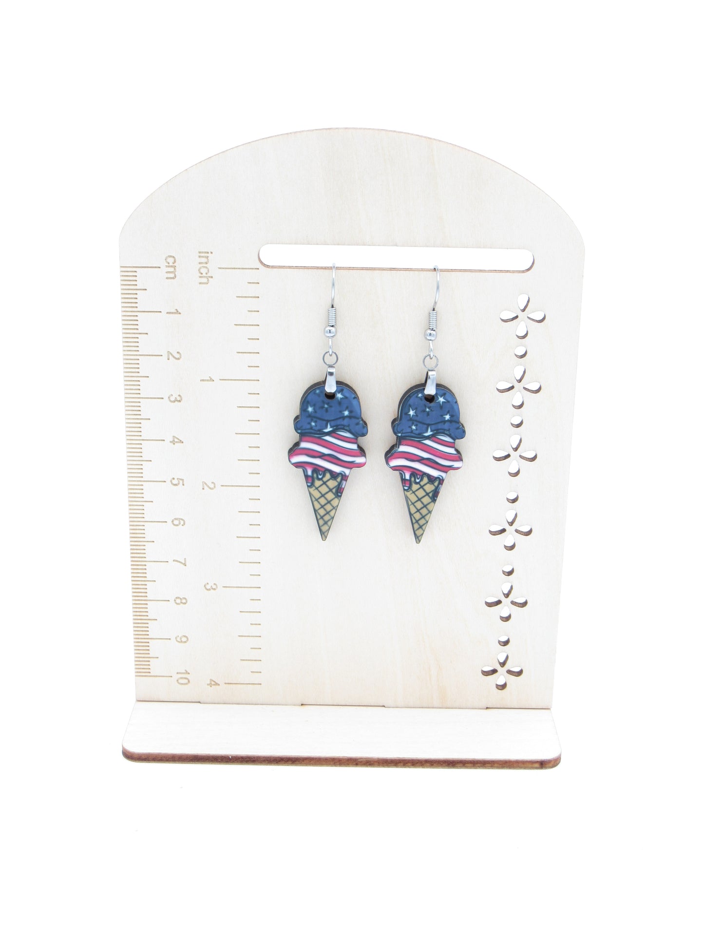 Handcrafted Ice Cream Cone Earrings – Sublimated MDF Pendants with Stainless Steel Wires