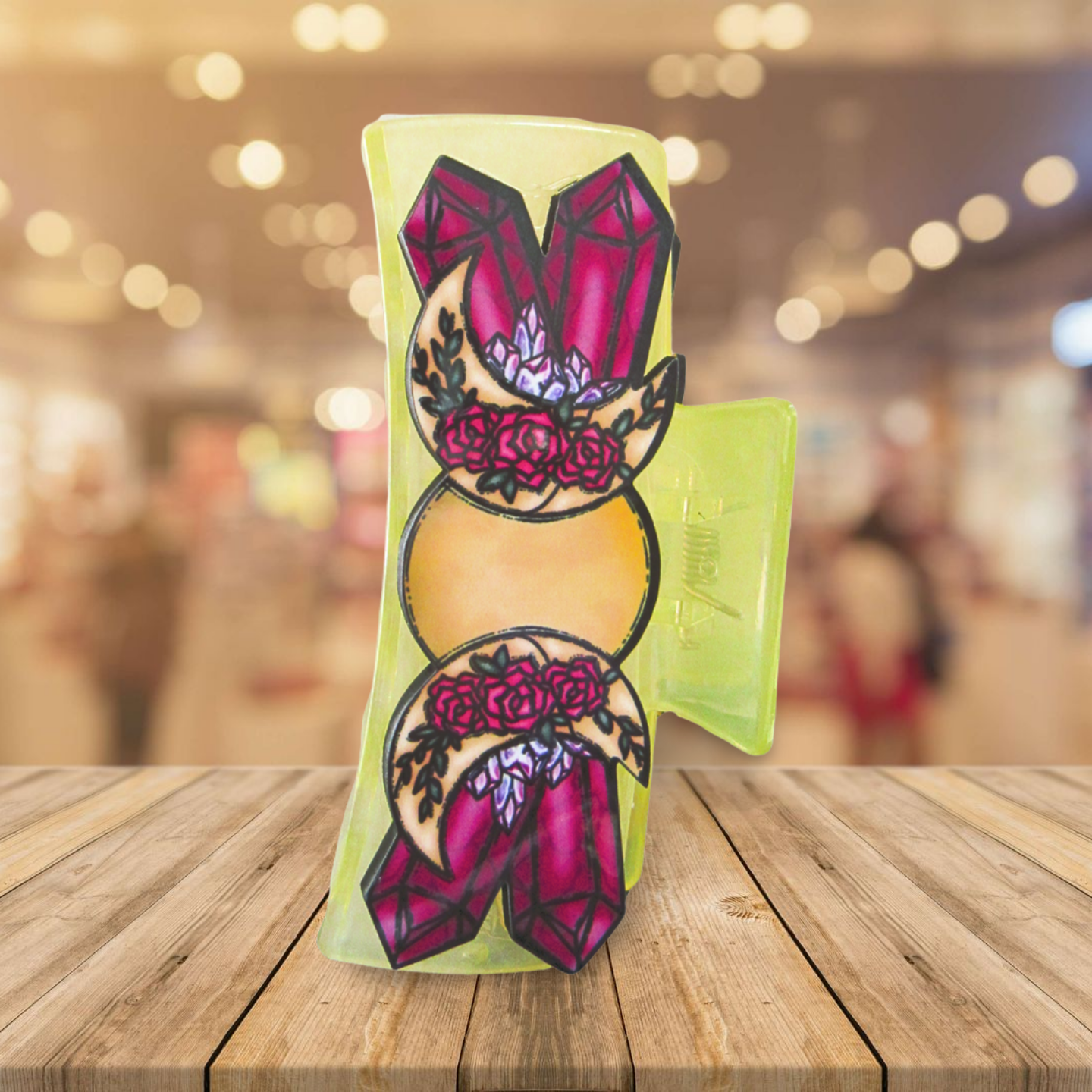 Moon and Crystals Shaped Sublimated Hair Clip