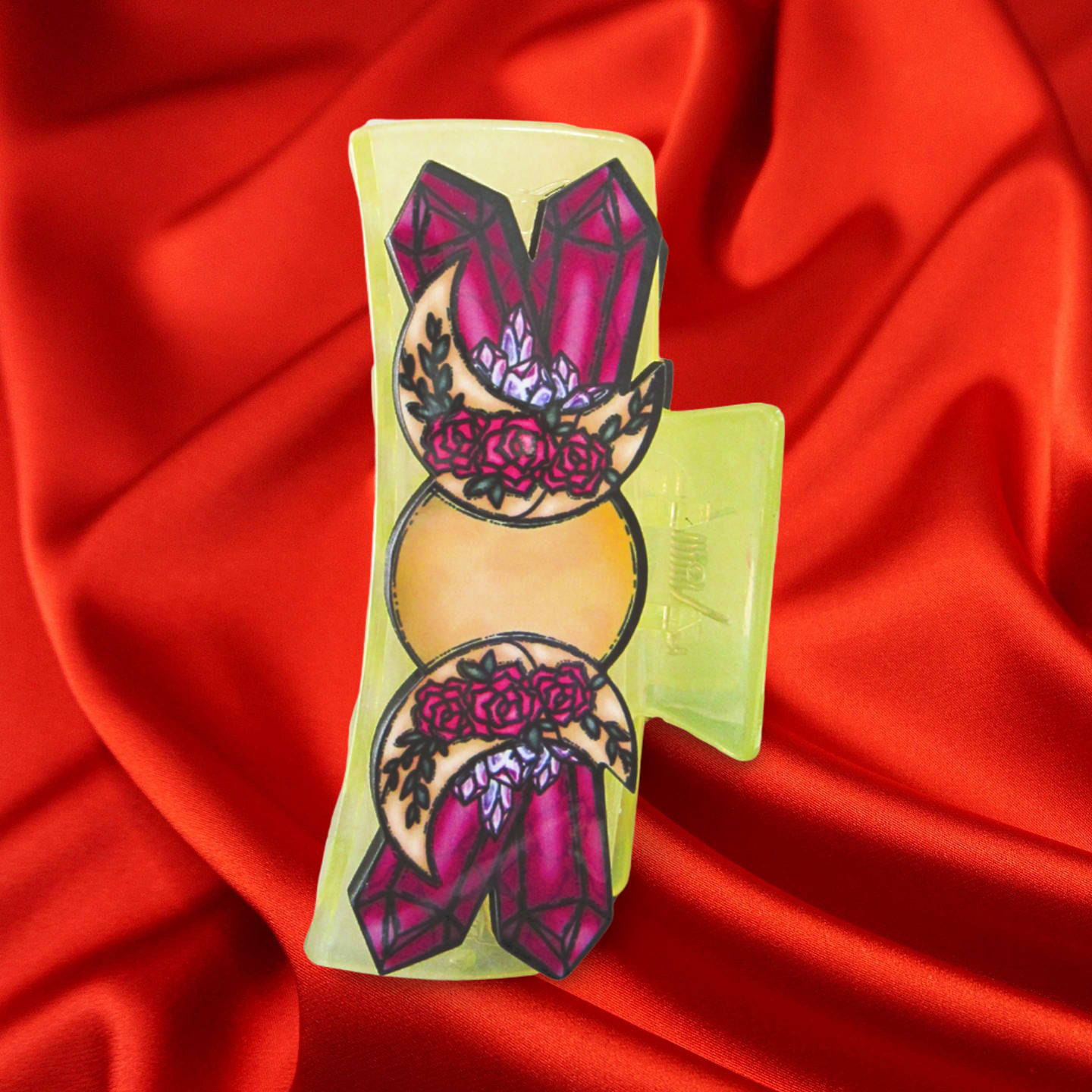 Moon and Crystals Shaped Sublimated Hair Clip