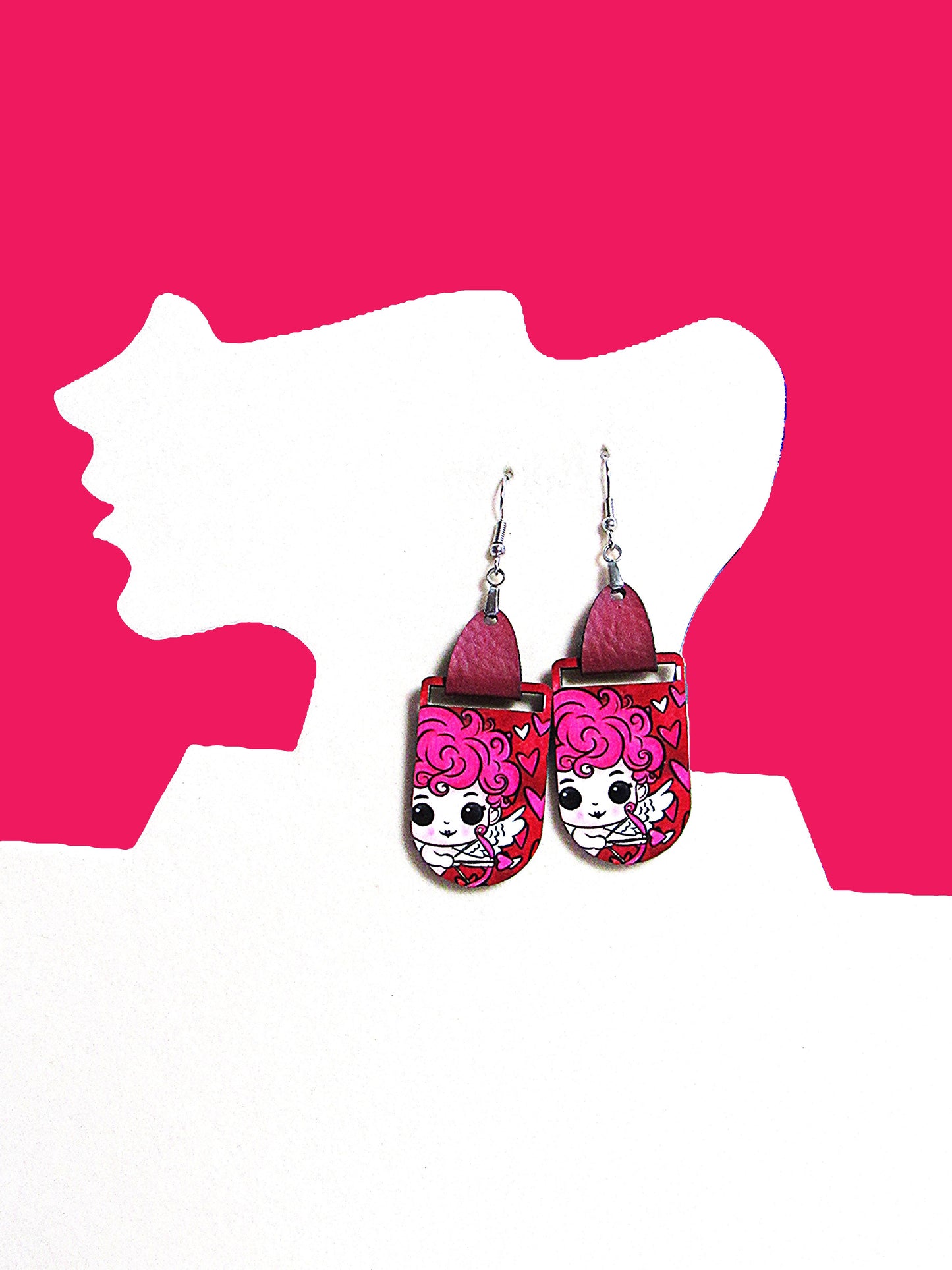 Faux Leather Bar Shaped Sublimated Earrings