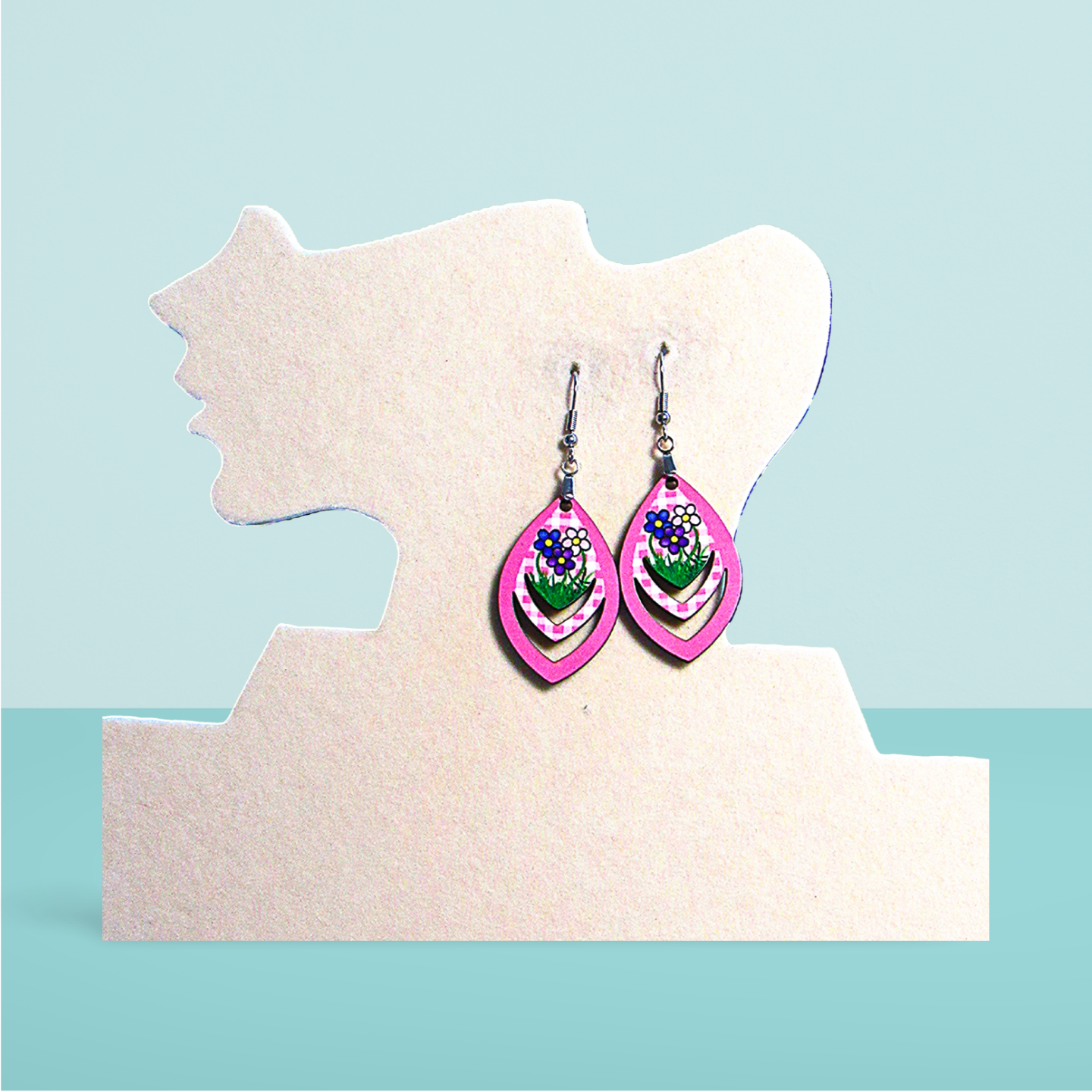 Open Teardrop Shaped Sublimated Earrings 1.5 inch