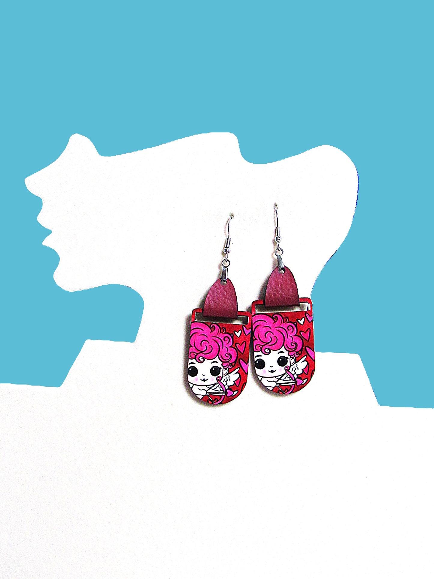 Faux Leather Bar Shaped Sublimated Earrings