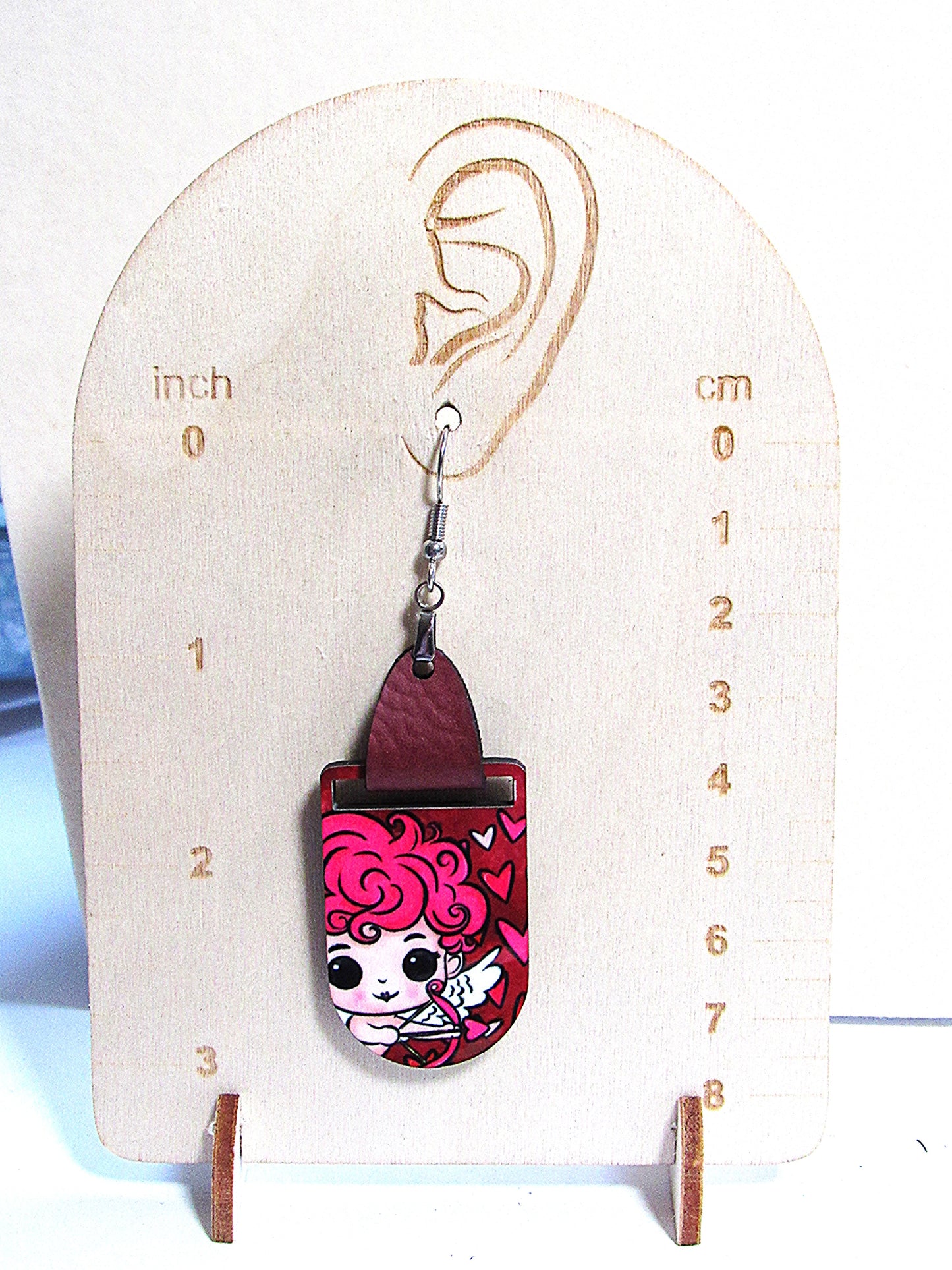 Faux Leather Bar Shaped Sublimated Earrings