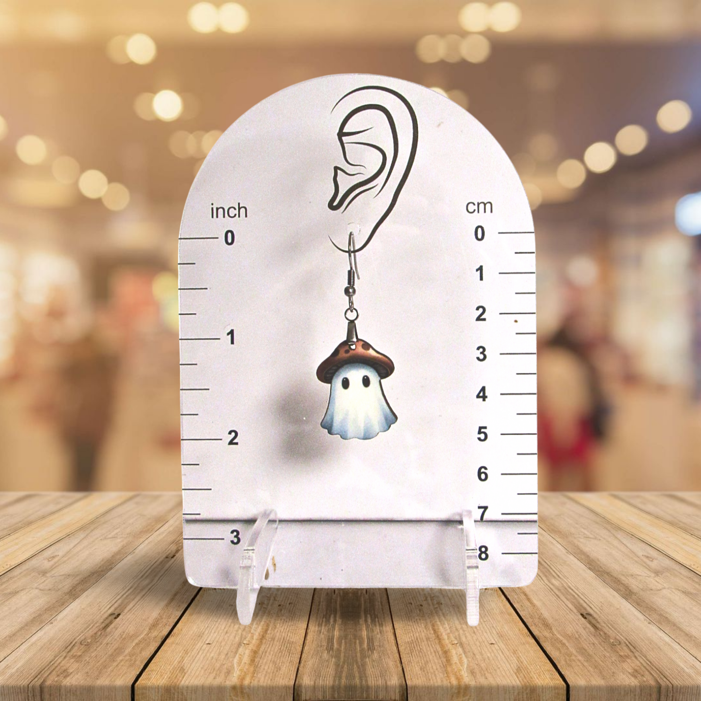 Mushroom Ghost Shaped Sublimated Earrings 1 inch