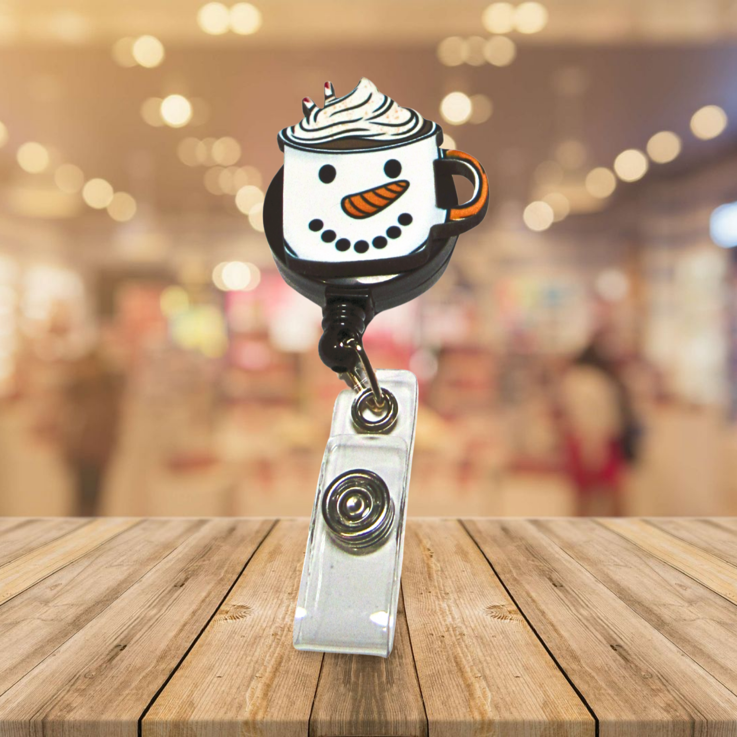 Latte Mug Shaped MDF Sublimated Badge Reel