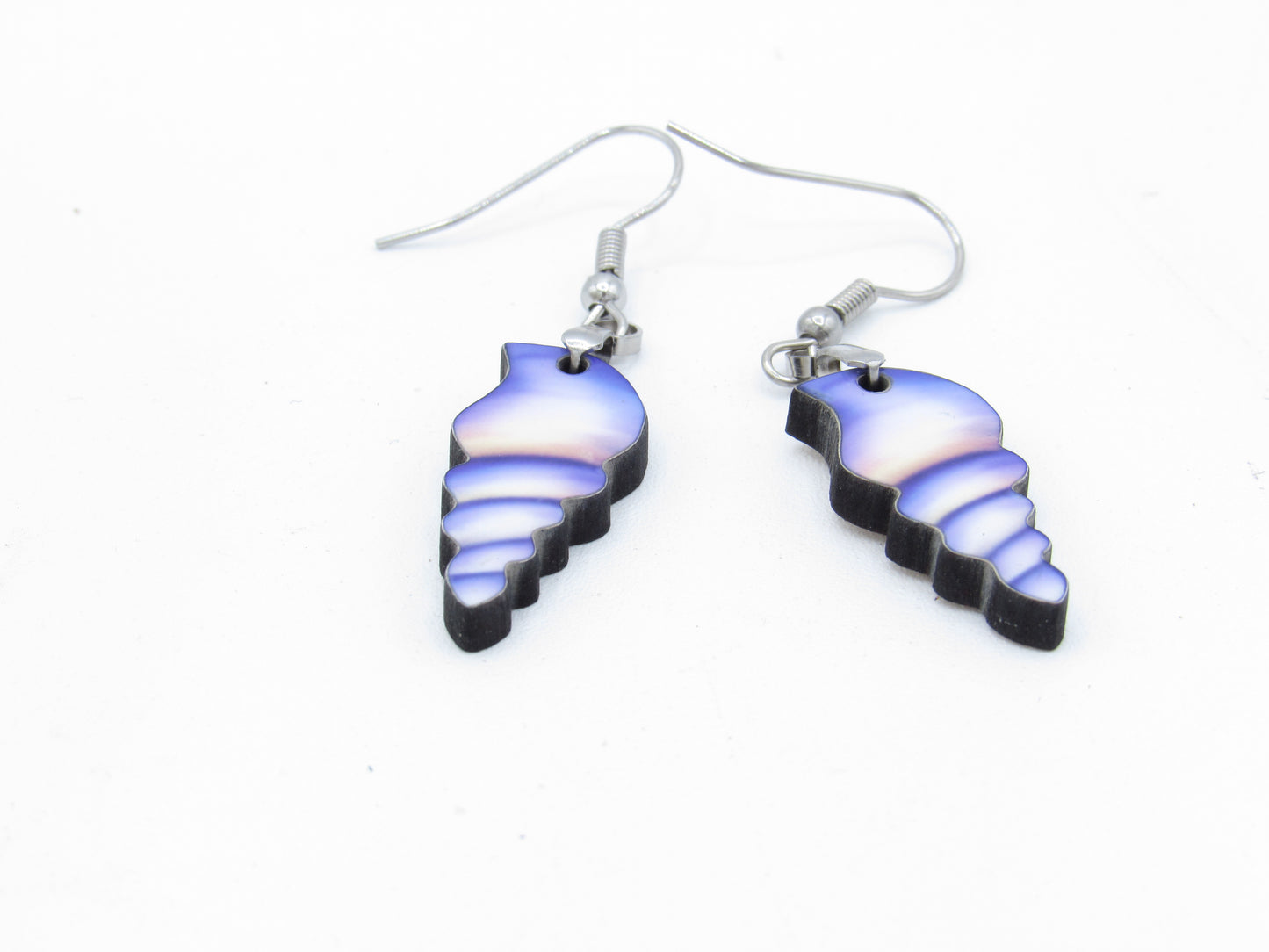 Sea Shell Sublimation Earrings | Lightweight MDF Dangle Earrings | Stainless Steel Hypoallergenic Coastal Jewelry
