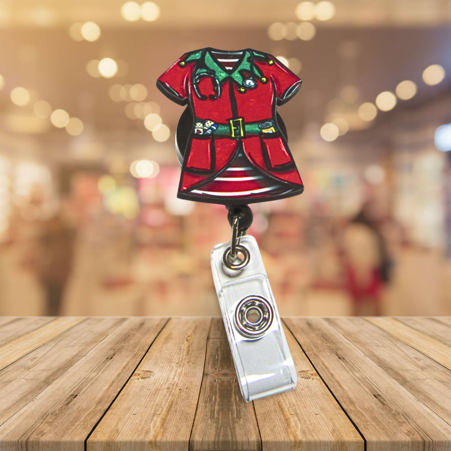 Scrub Top Shaped Sublimated Badge Reel Holder MDF