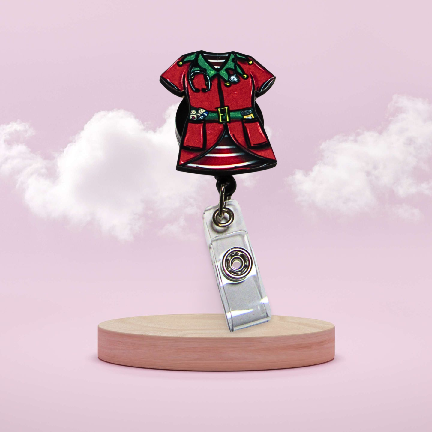 Scrub Top Shaped Sublimated Badge Reel Holder MDF