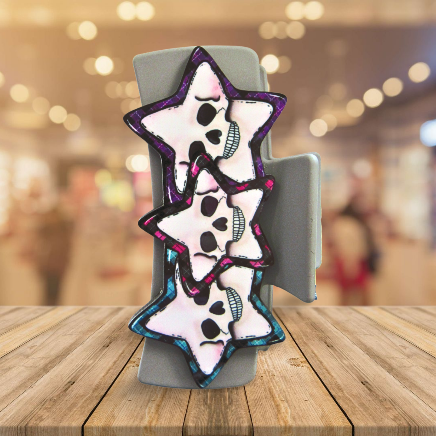 Triple Star Shaped Sublimated Hair Clip 4 inch