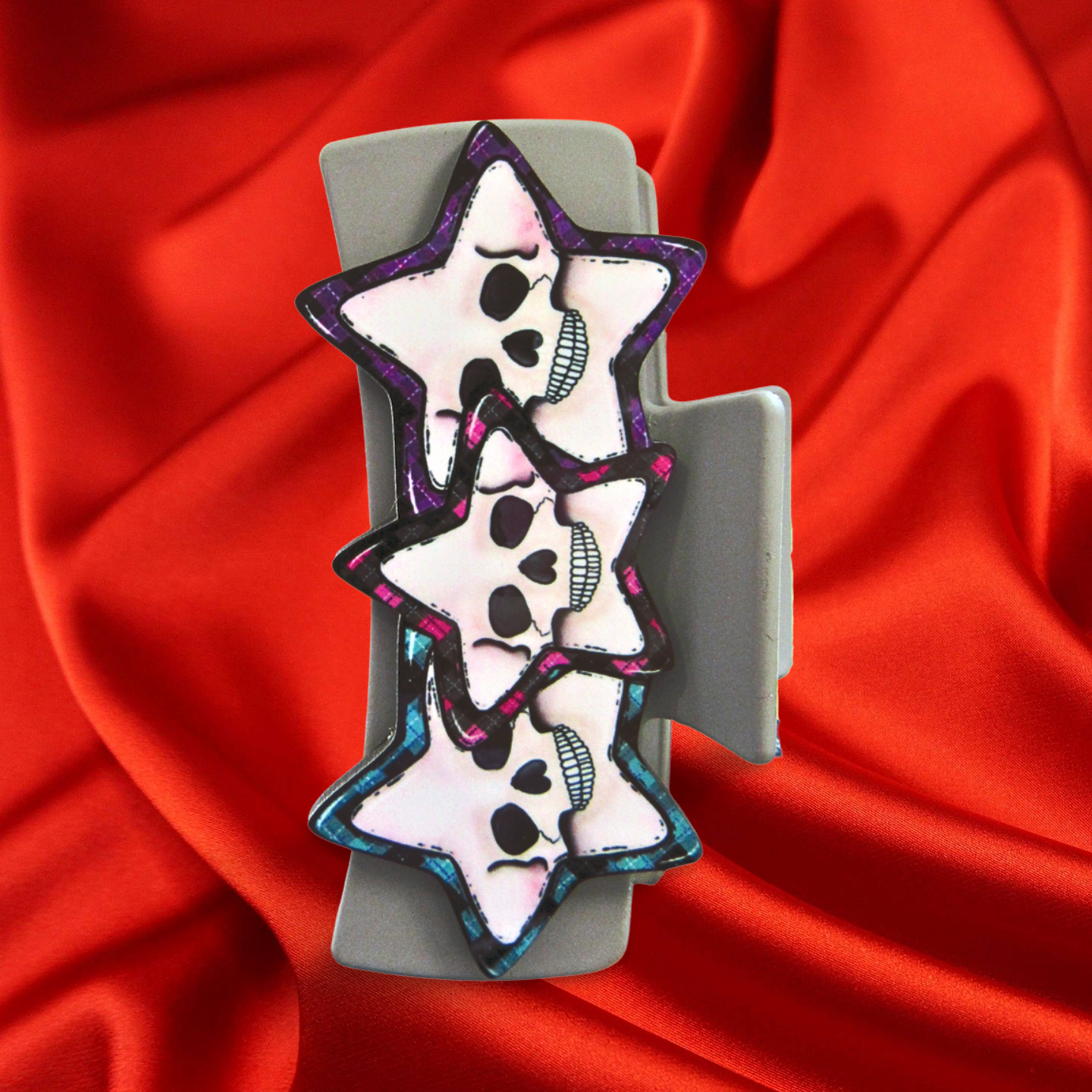 Triple Star Shaped Sublimated Hair Clip 4 inch