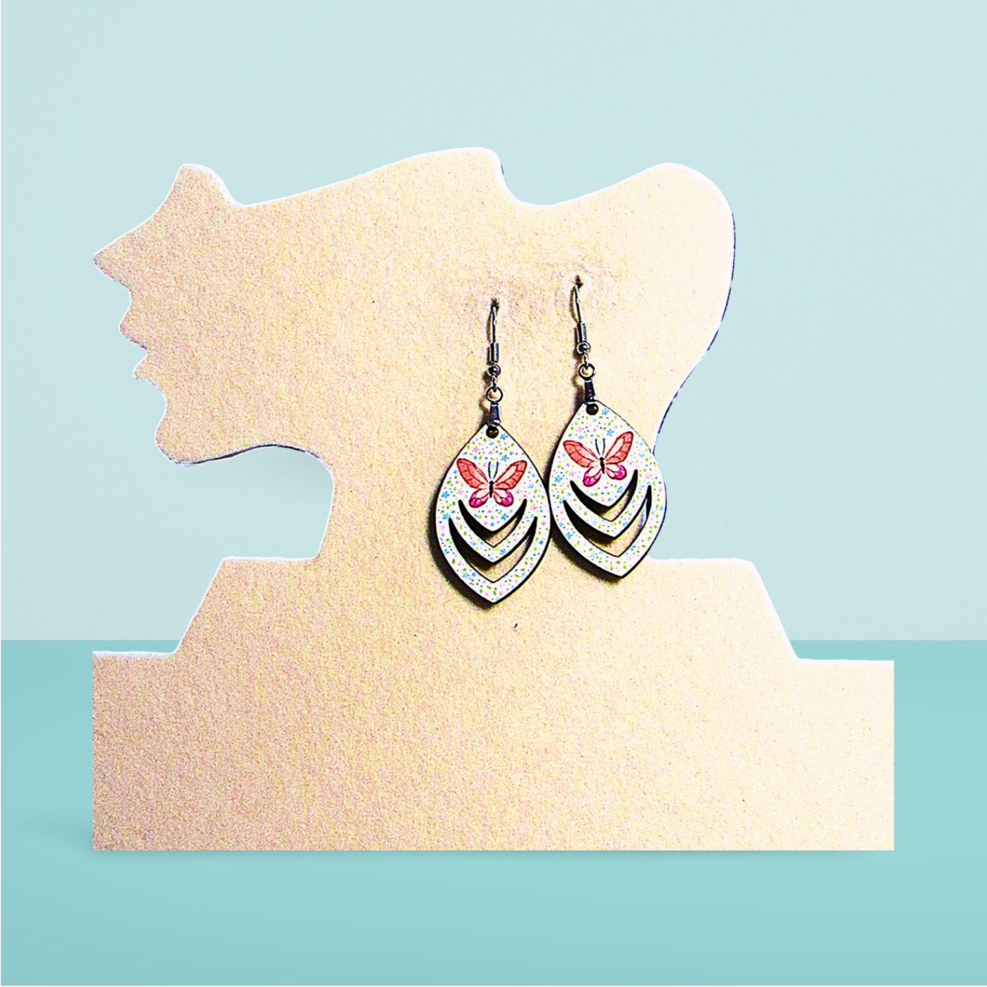 Open Teardrop Shaped Sublimated Earrings 1.5 inch