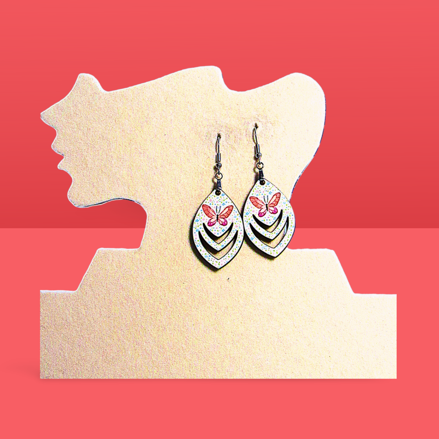 Open Teardrop Shaped Sublimated Earrings 1.5 inch