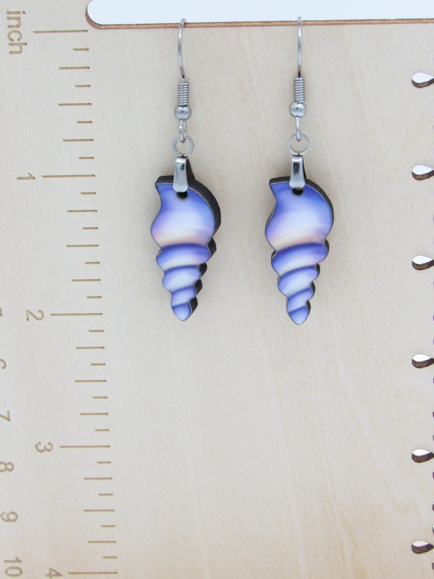 Sea Shell Sublimation Earrings | Lightweight MDF Dangle Earrings | Stainless Steel Hypoallergenic Coastal Jewelry