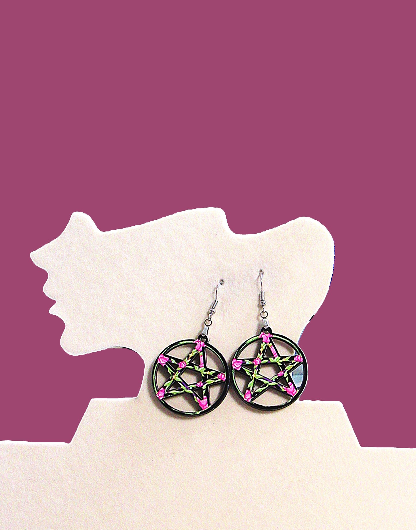 Pentagram Shaped Sublimated Earrings