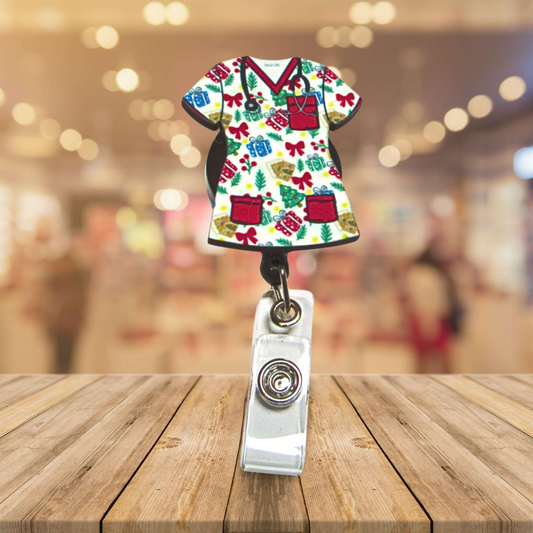 Scrub Top Shaped Sublimated Badge Reel Holder MDF