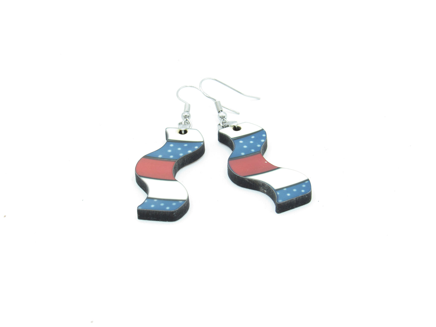 Floral Curvy Sublimation Earrings, Wavy MDF Wood Dangle Earrings, 1.5 Inch Botanical Flower Jewelry