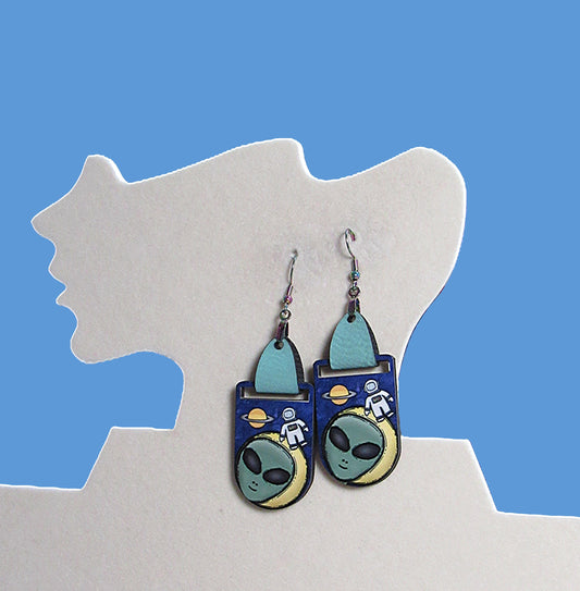 Faux Leather Bar Shaped Sublimated Earrings