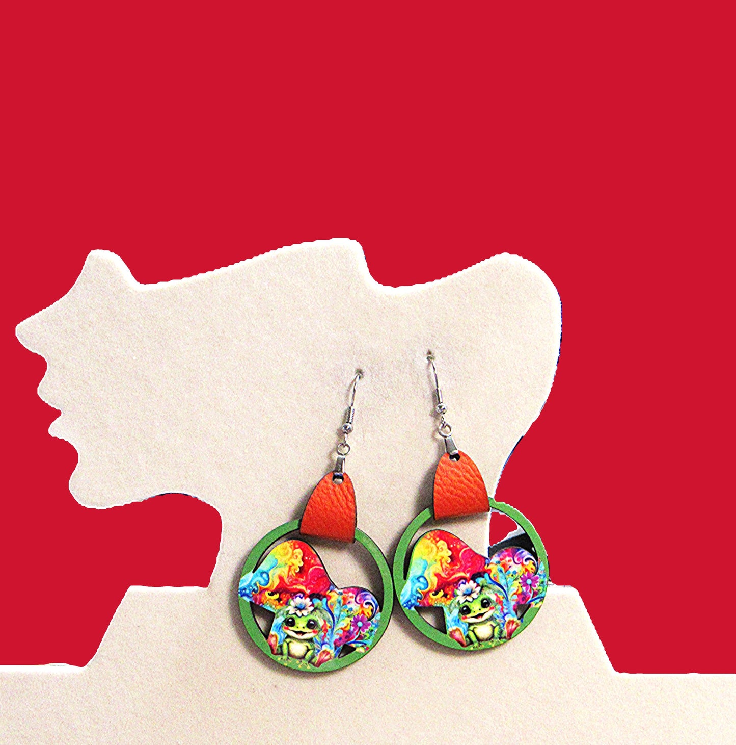 Faux Leather Mushroom Trio Sublimated Earring MDF