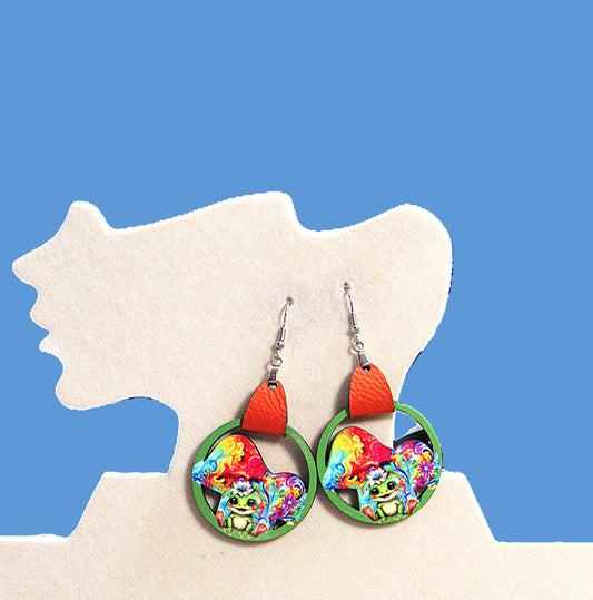 Faux Leather Mushroom Trio Sublimated Earring MDF