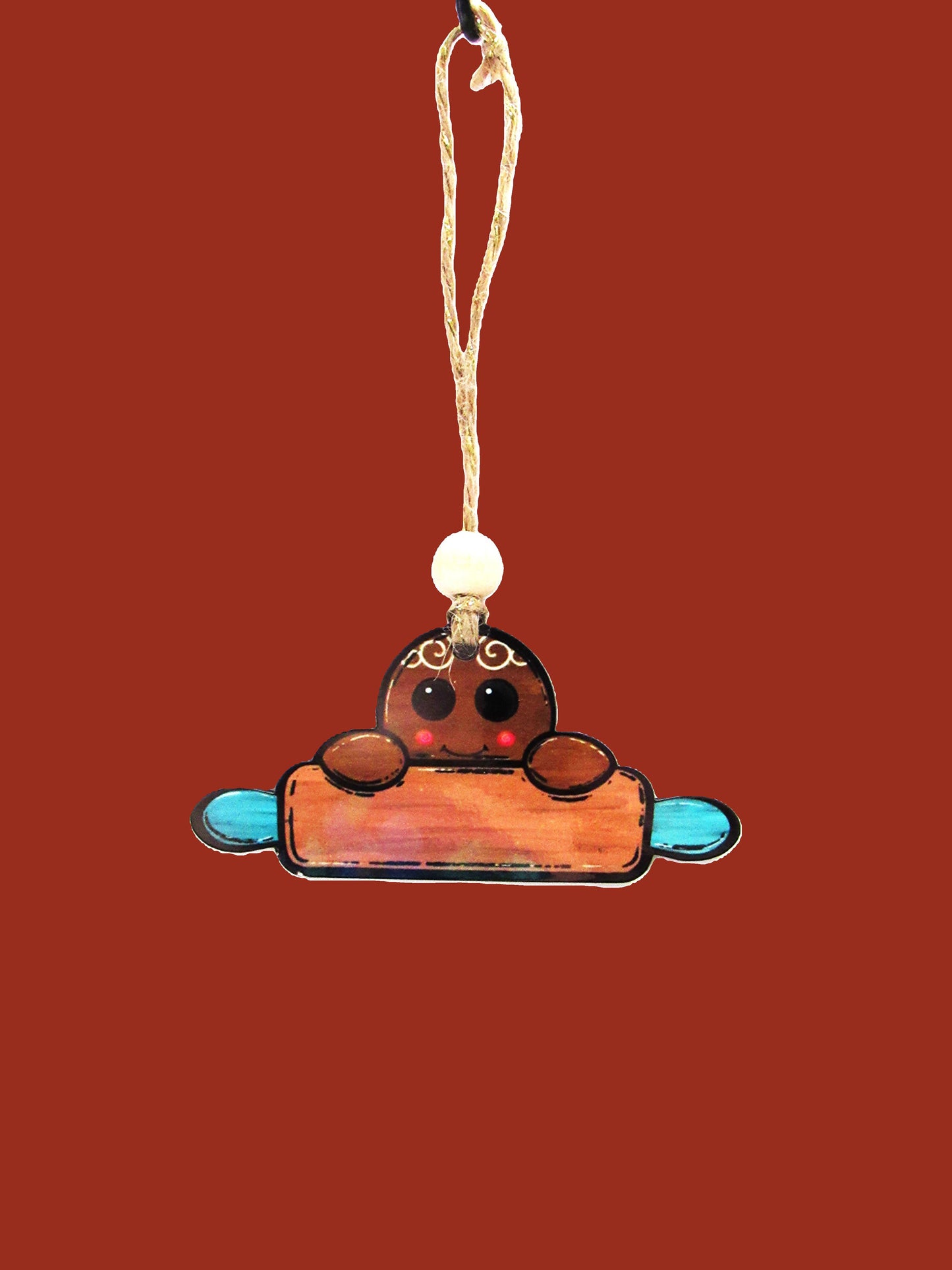 Gingerbread Rolling Pin Shaped Sublimated Ornament