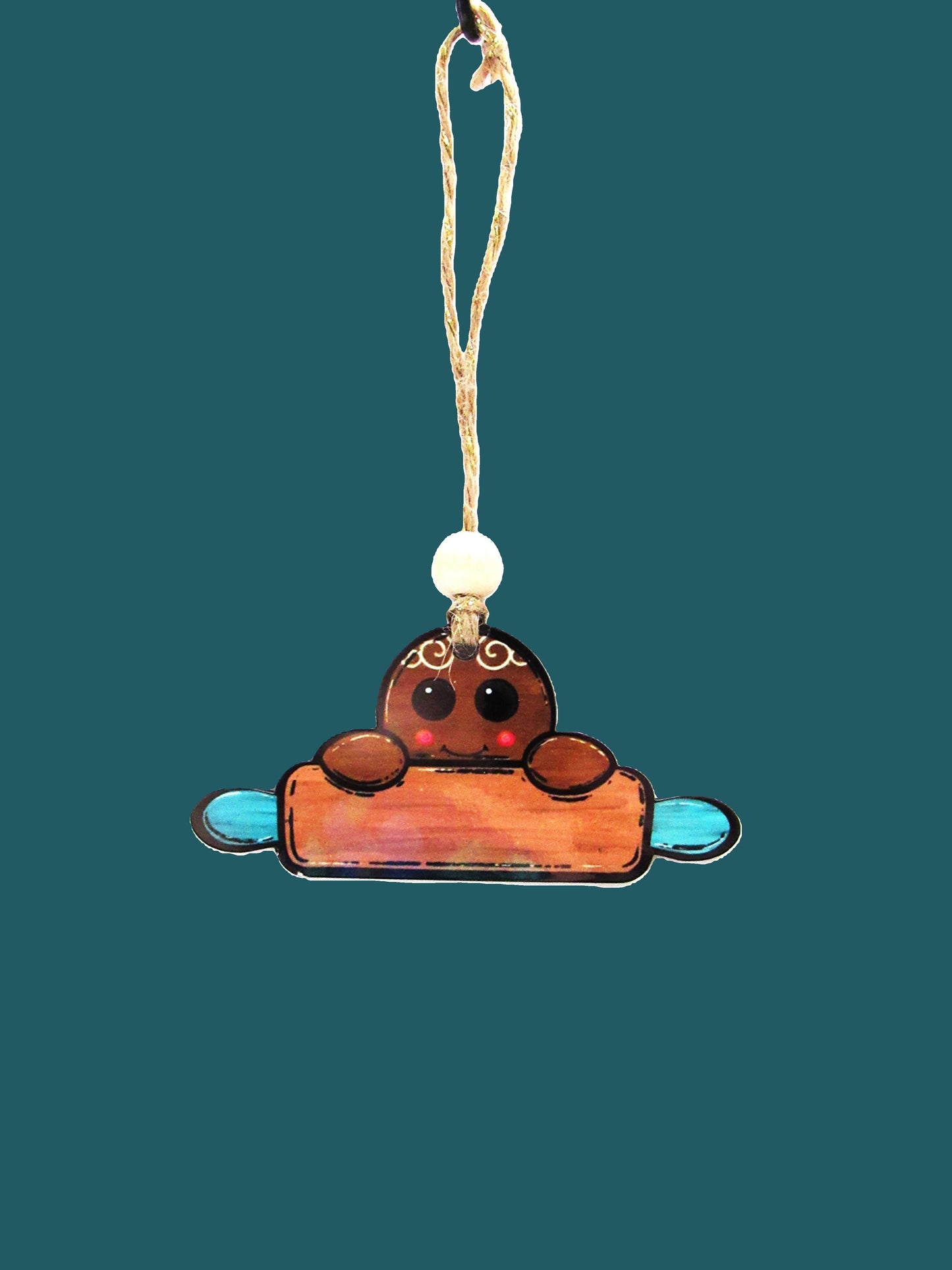 Gingerbread Rolling Pin Shaped Sublimated Ornament