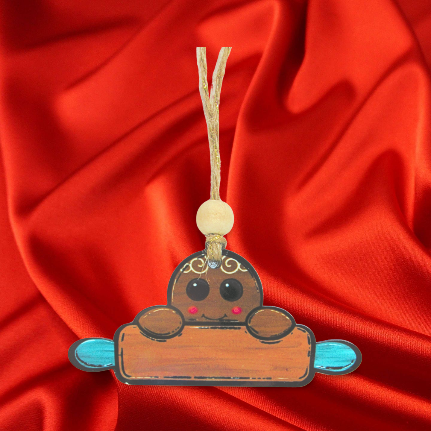 Gingerbread Rolling Pin Shaped Sublimated Ornament